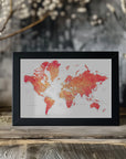 Plakat - Watercolor world map with cities, Keats