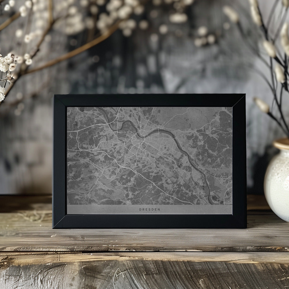 Poster - Gray vintage map of Dresden Germany