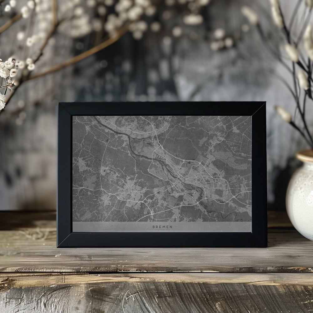 Plakat - Gray vintage map of Bremen Germany