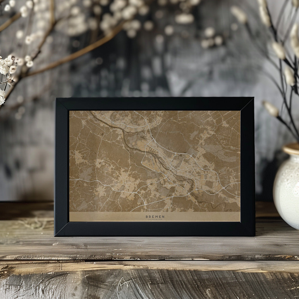 Plakat - Sepia vintage map of Bremen Germany