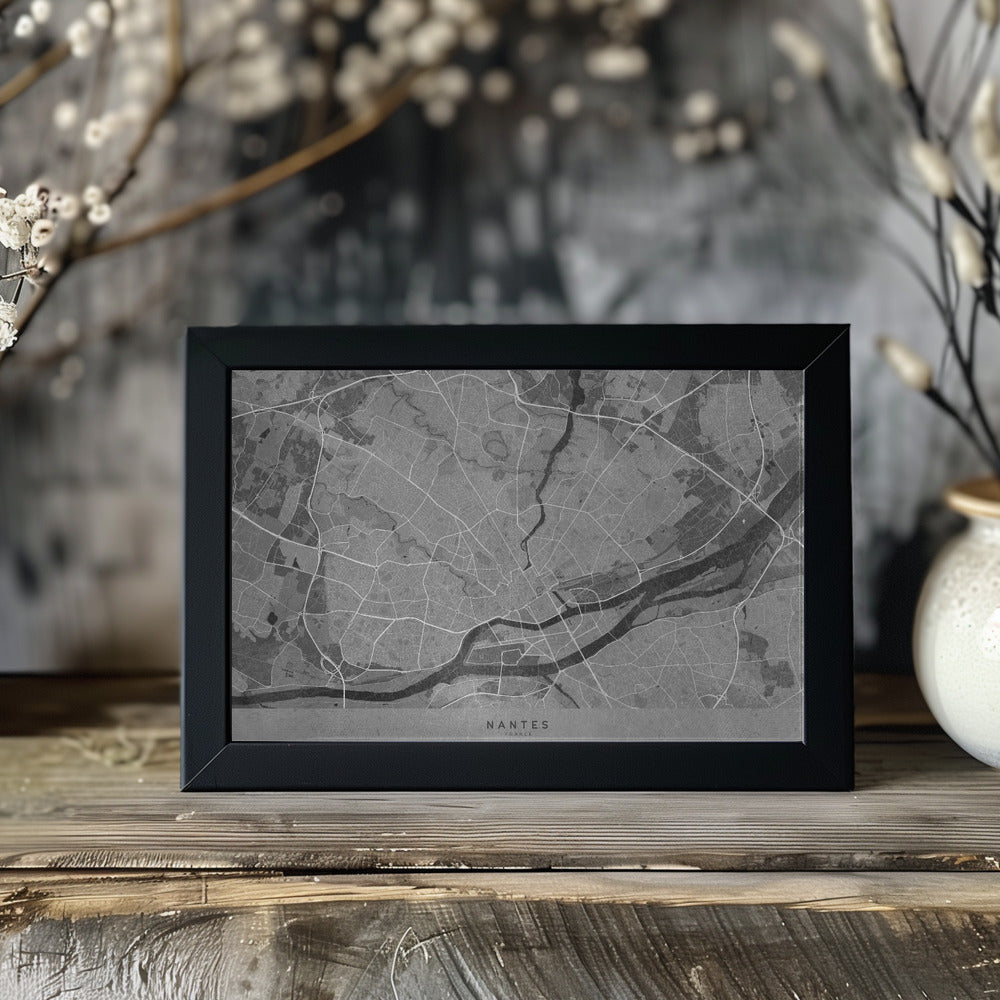 Plakat - Gray vintage map of Nantes France