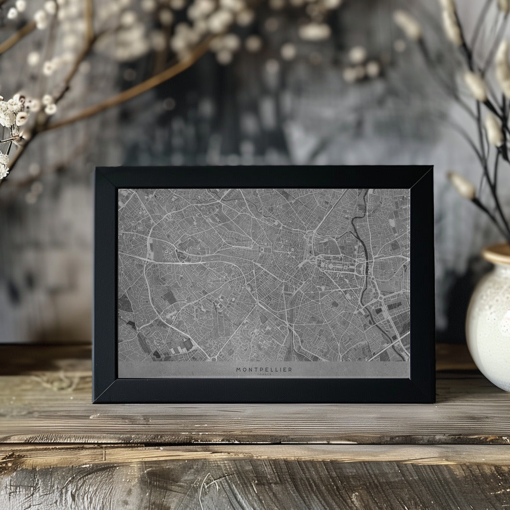Poster - Gray vintage map of Montpellier France