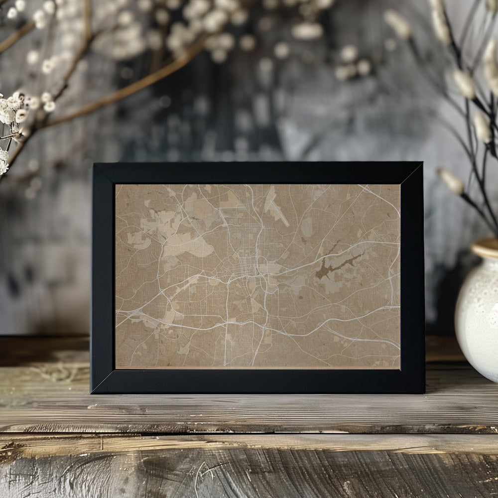 Poster - Map of Winston Salem (NC, USA) in sepia vintage style