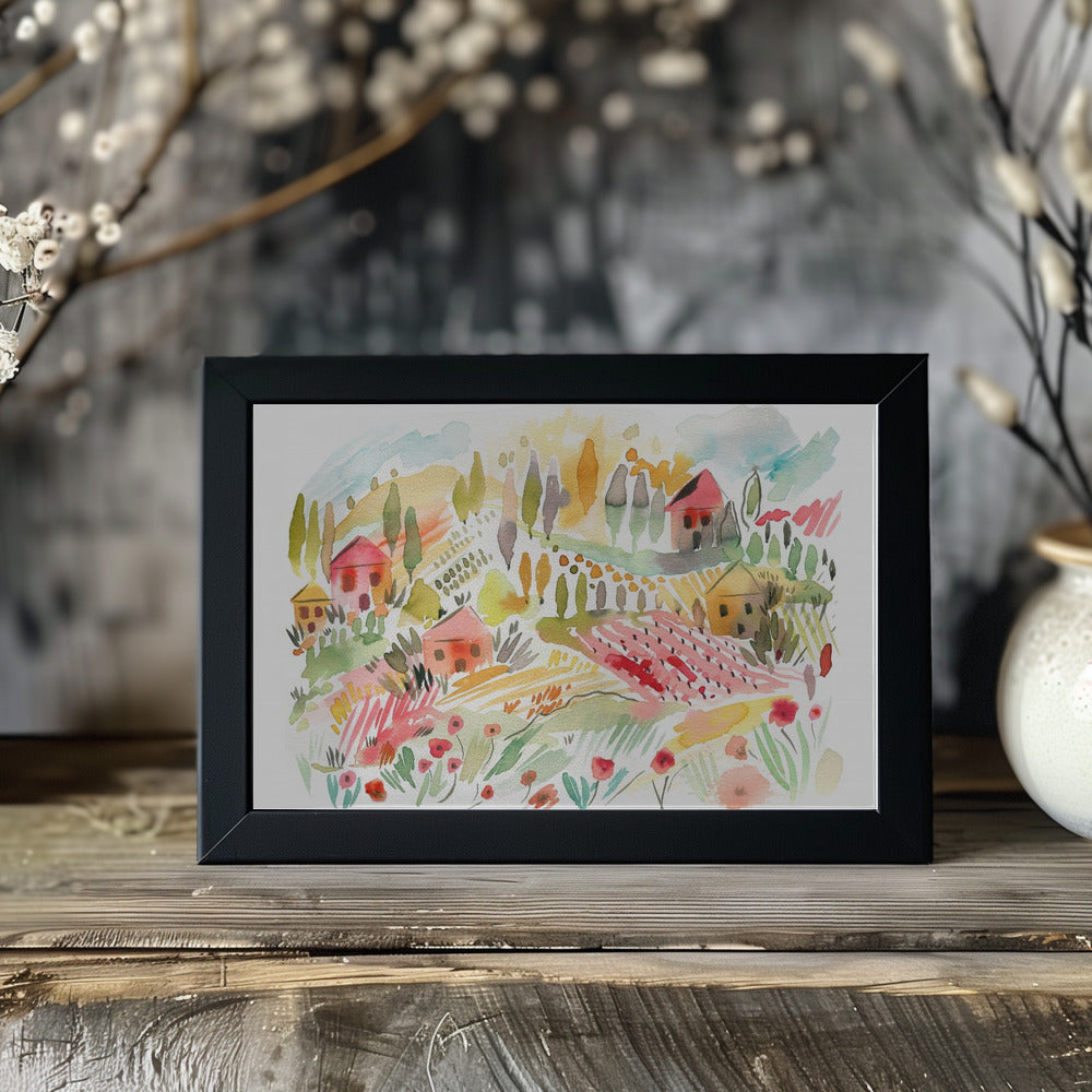 Poster - Tuscany Watercolor Landscape 1