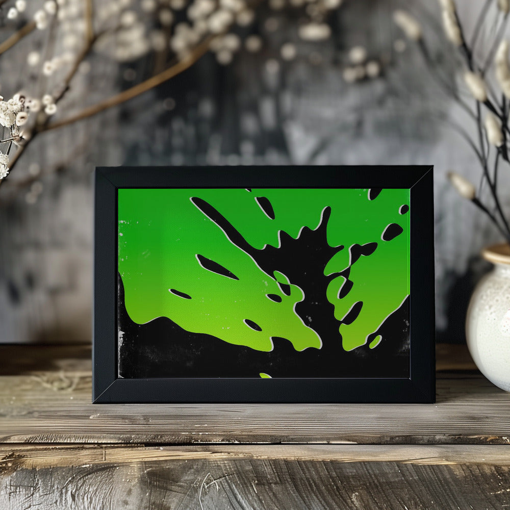 Plakat - Lime Green with Black Splash