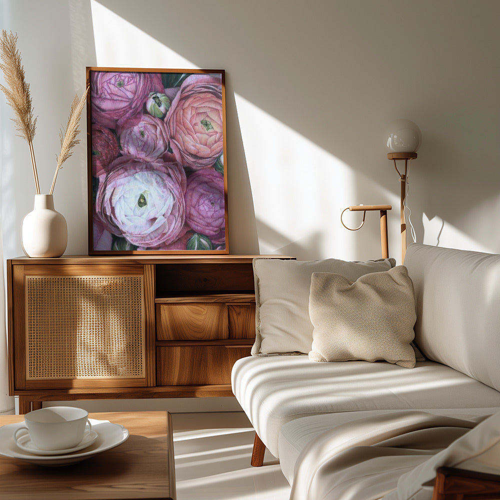 Plakat - Arleth ranunculus bouquet in cold pink