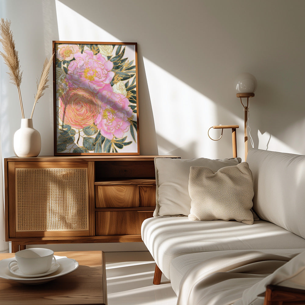 Plakat - Nanette floral art in pastels