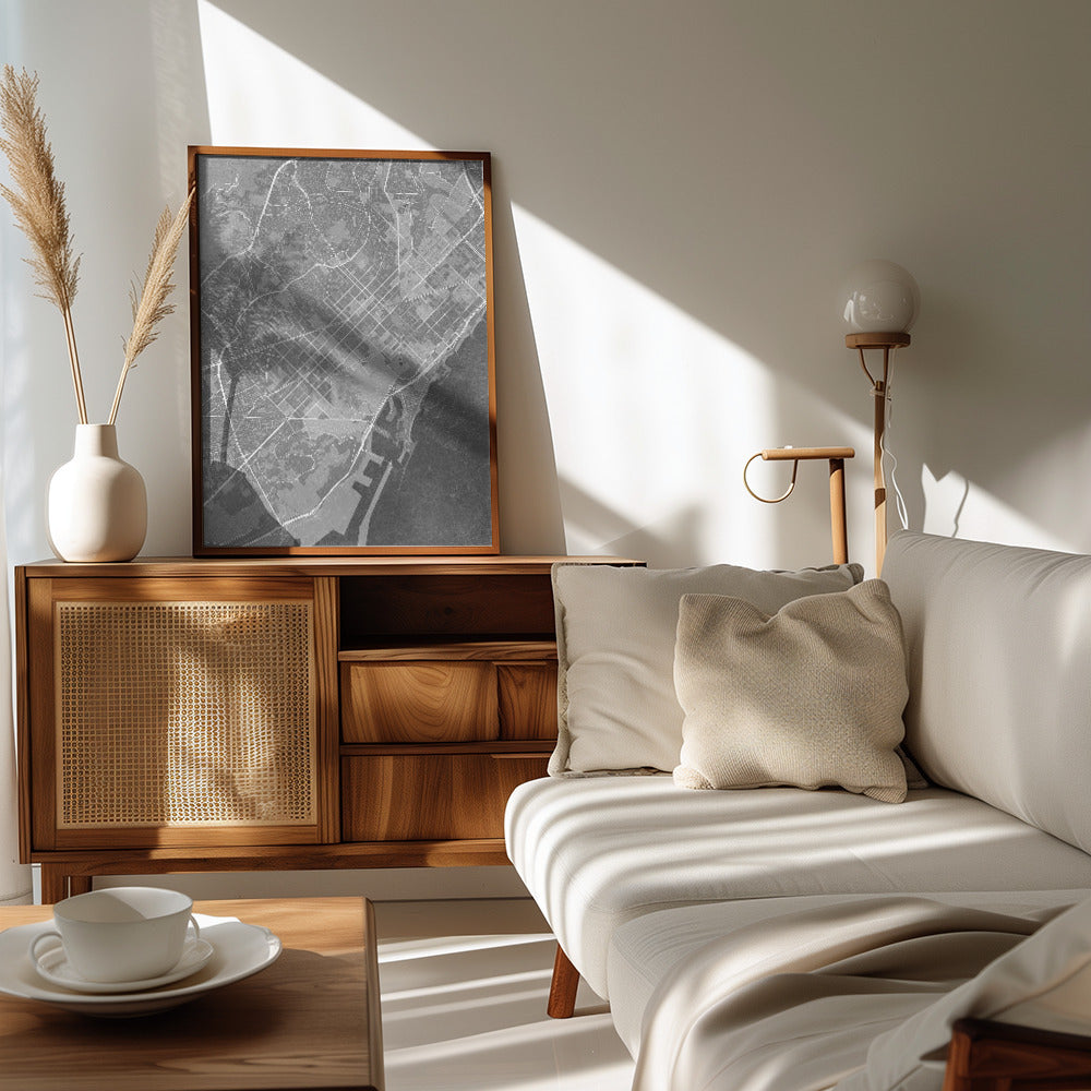 Poster - Map of Barcelona (Spain) in gray vintage style