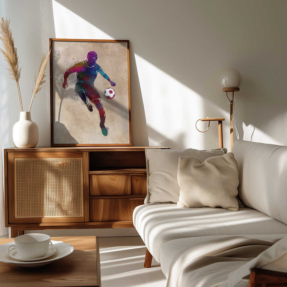 Plakat - Watercolor Soccer Player