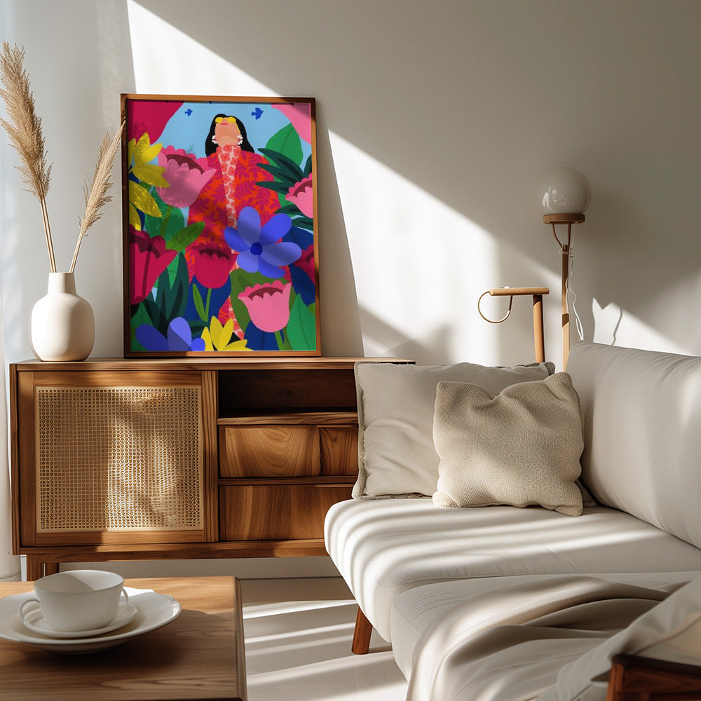 Plakat - Woman in Flower Garden