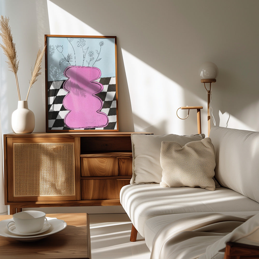 Plakat - Checkerboard Vase Pink
