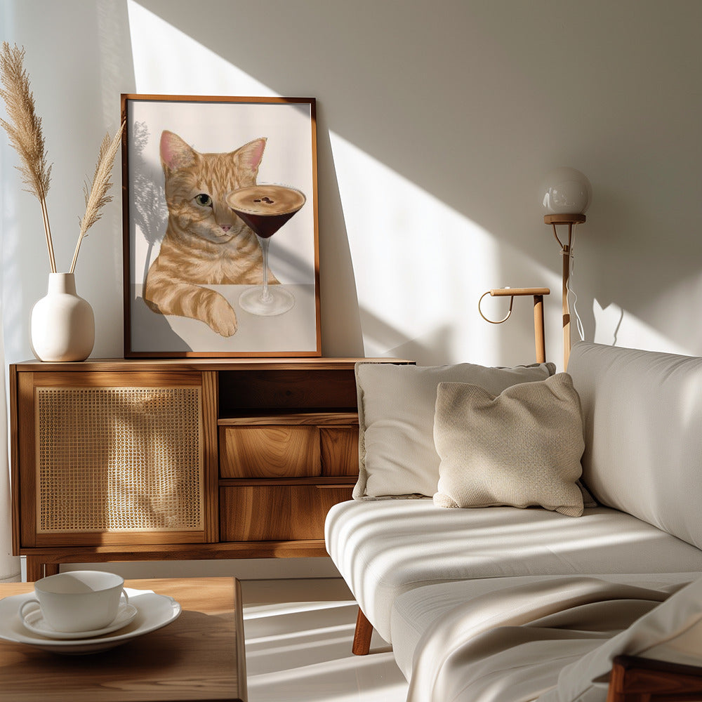 Plakat - Ginger Cat with Espresso Martini Cocktail