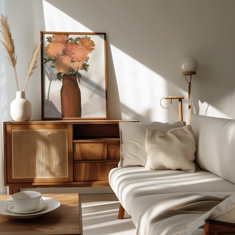 Poster - Vase of Flowers in Peach