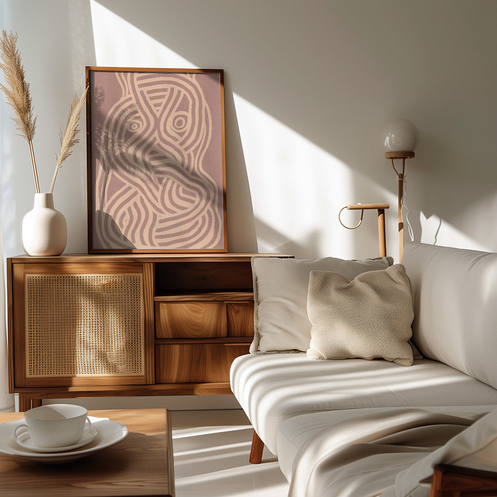 Poster - Line art organic shape in nude
