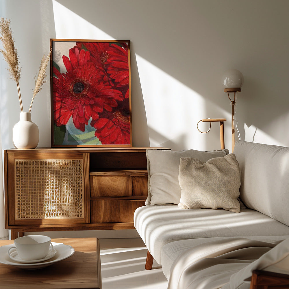 Poster - Red Gerbera Daisy Detail 3