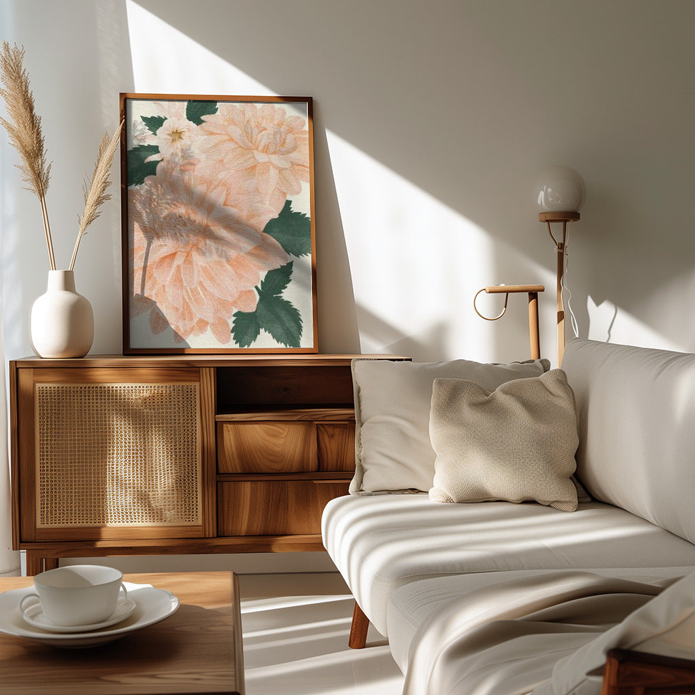Poster - Pink Dahlia on Cream