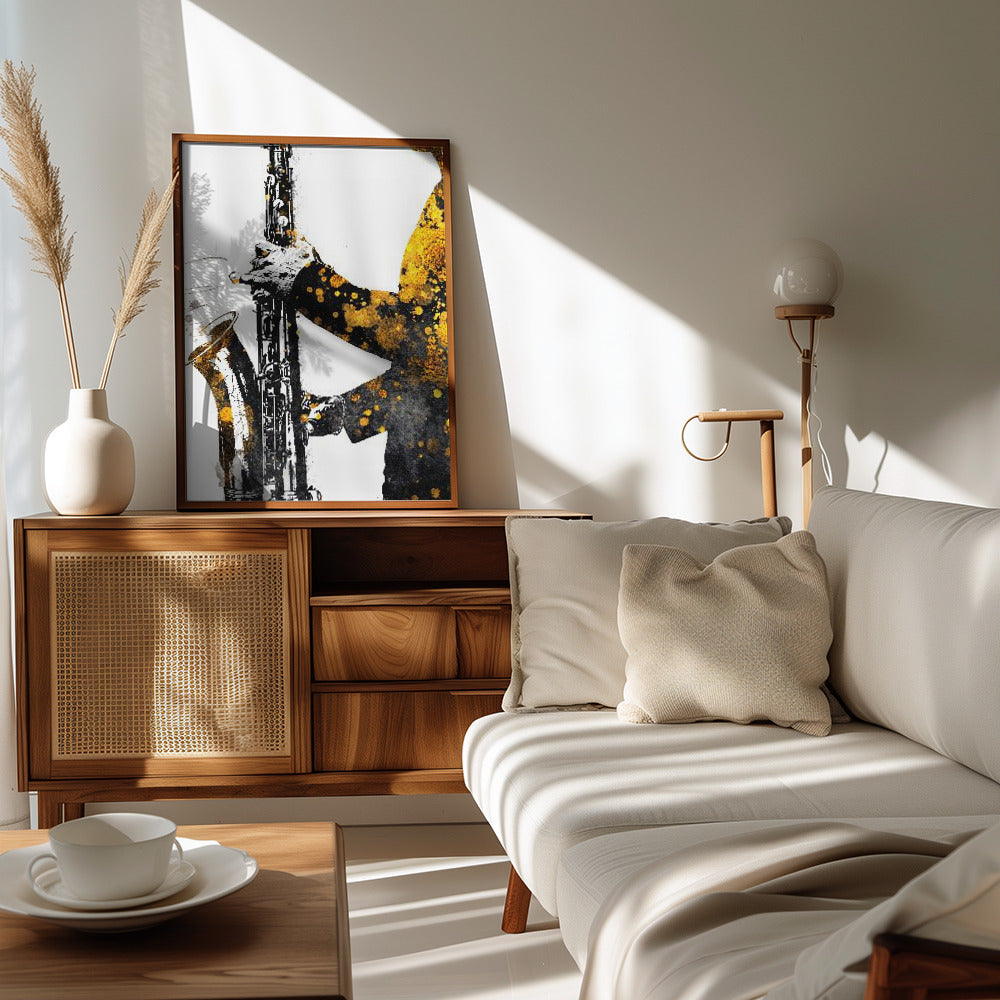 Plakat - Black and Gold Music Art Saxophone2