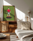 Plakat - Red Shirt Soccer Player