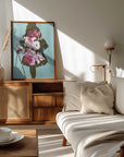 Plakat - A Woman in a Silhouette Style with Flowers and Leaves
