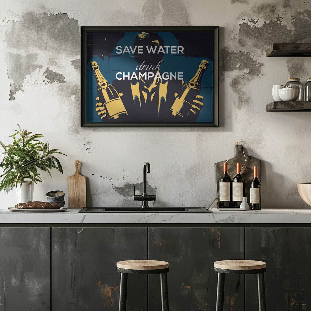Plakat - Save water - Drink champagne
