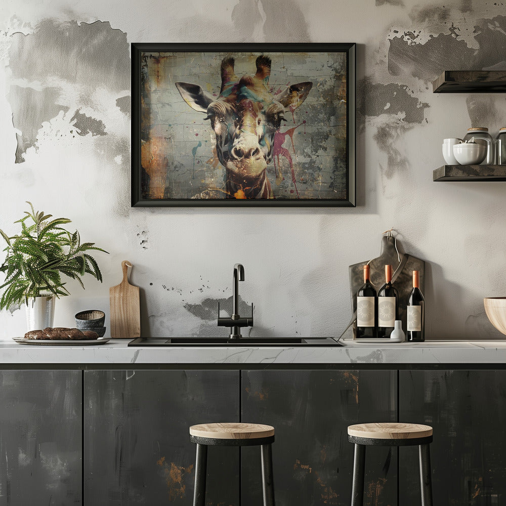 Poster - Giraffe Animal Vintage Art Illustration Wallart 03