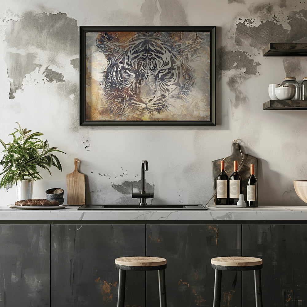 Plakat - Tiger Animal Vintage Art Illustration Wallart 17