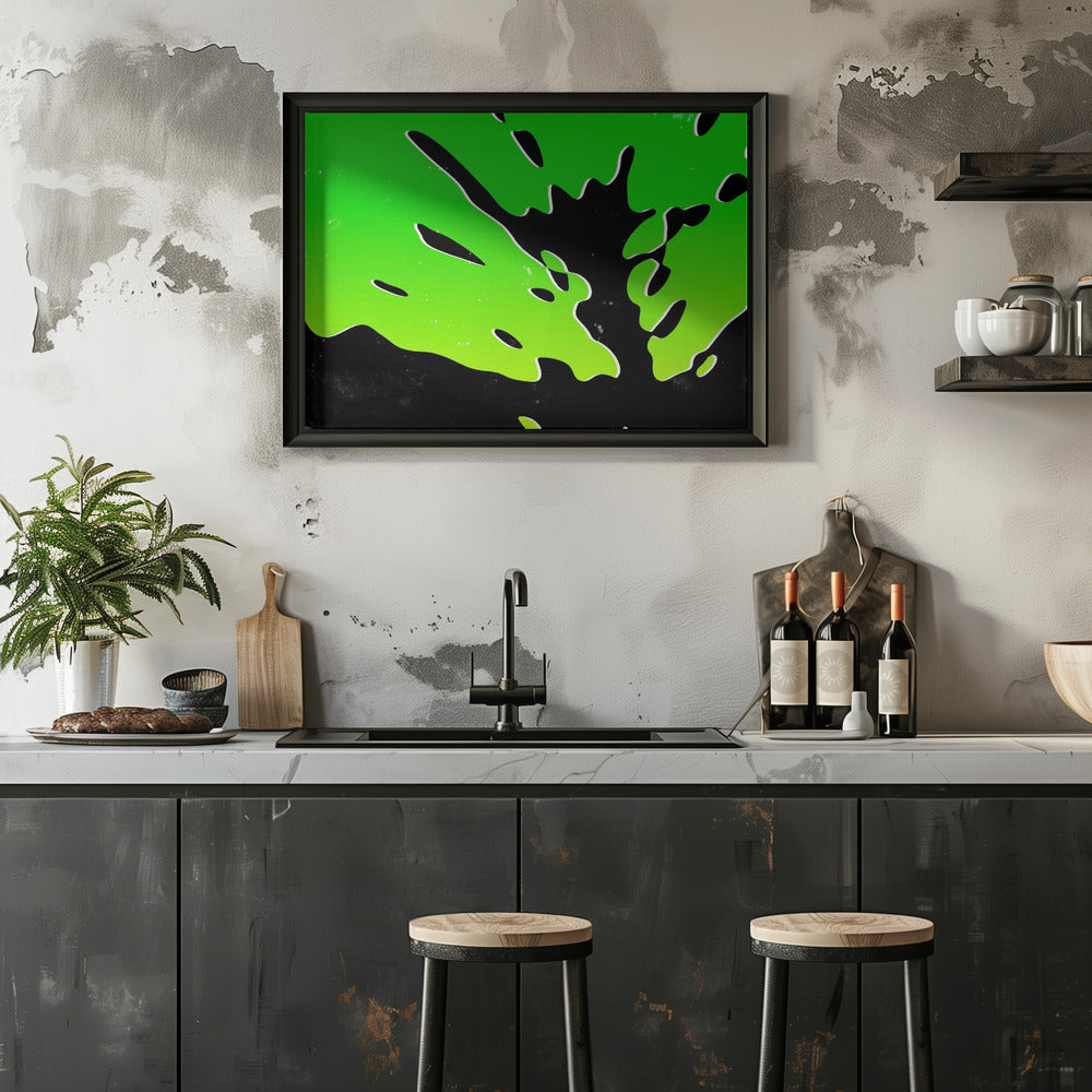 Plakat - Lime Green with Black Splash