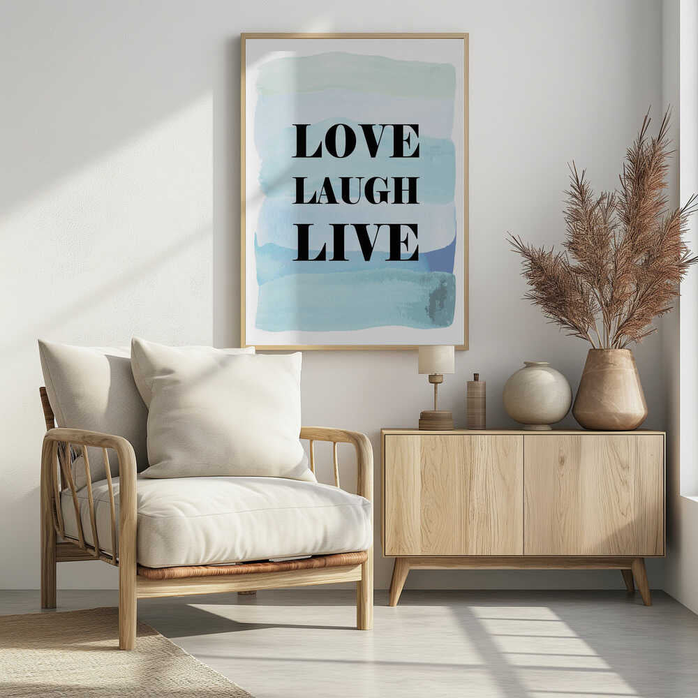 Plakat - Love Laugh Live Watercolor