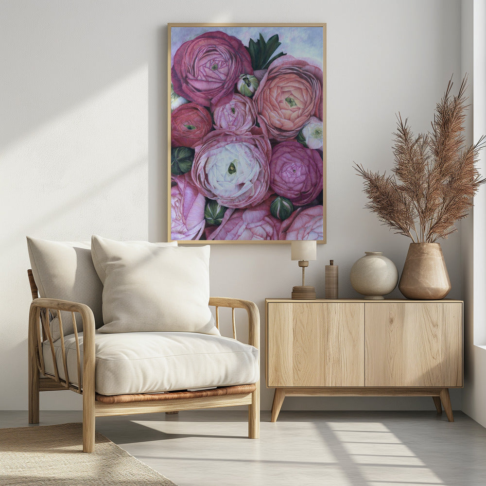 Plakat - Arleth ranunculus bouquet in cold pink