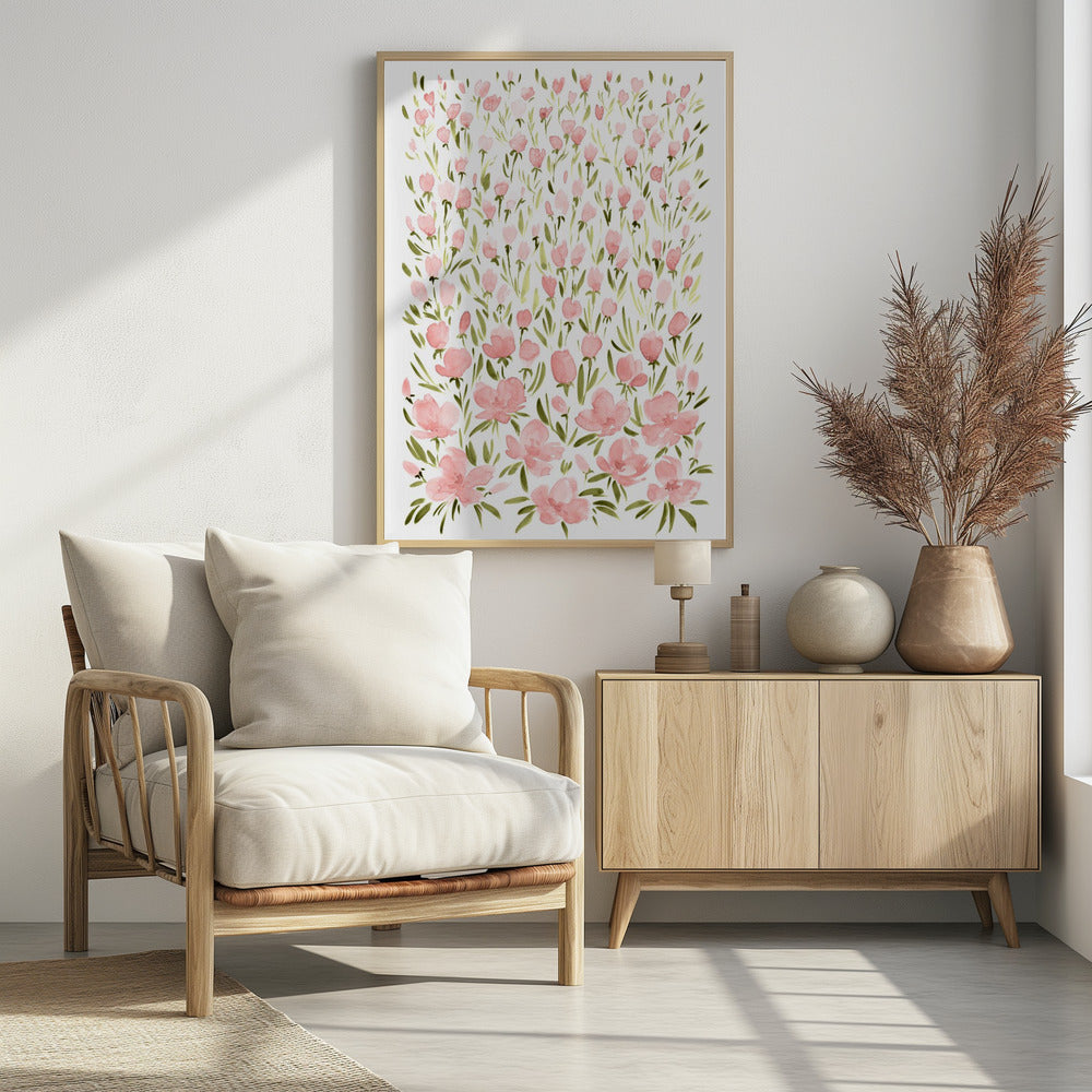 Plakat - Field of pink flowers