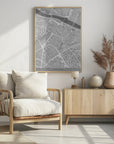 Poster - Map of Zaragoza downtown (Spain) in gray vintage style