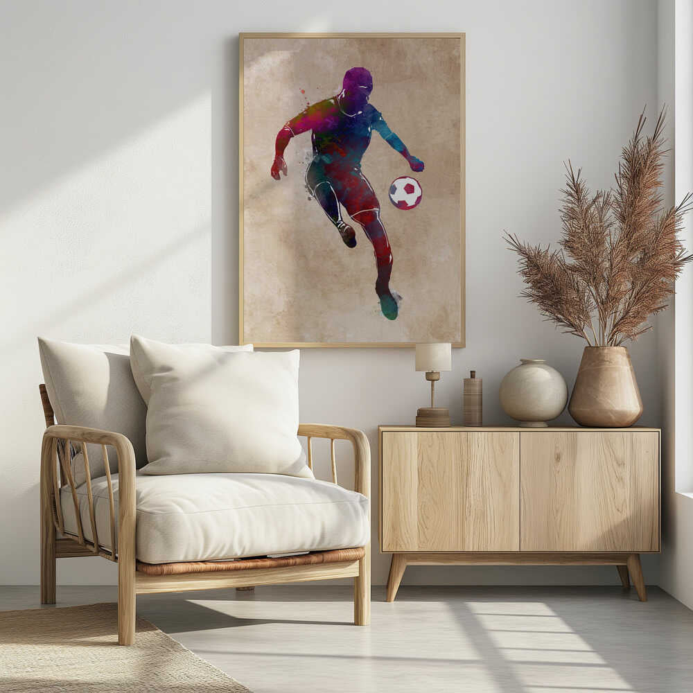 Plakat - Watercolor Soccer Player