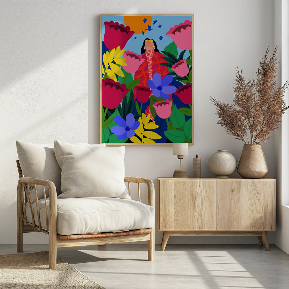 Plakat - Woman in Flower Garden
