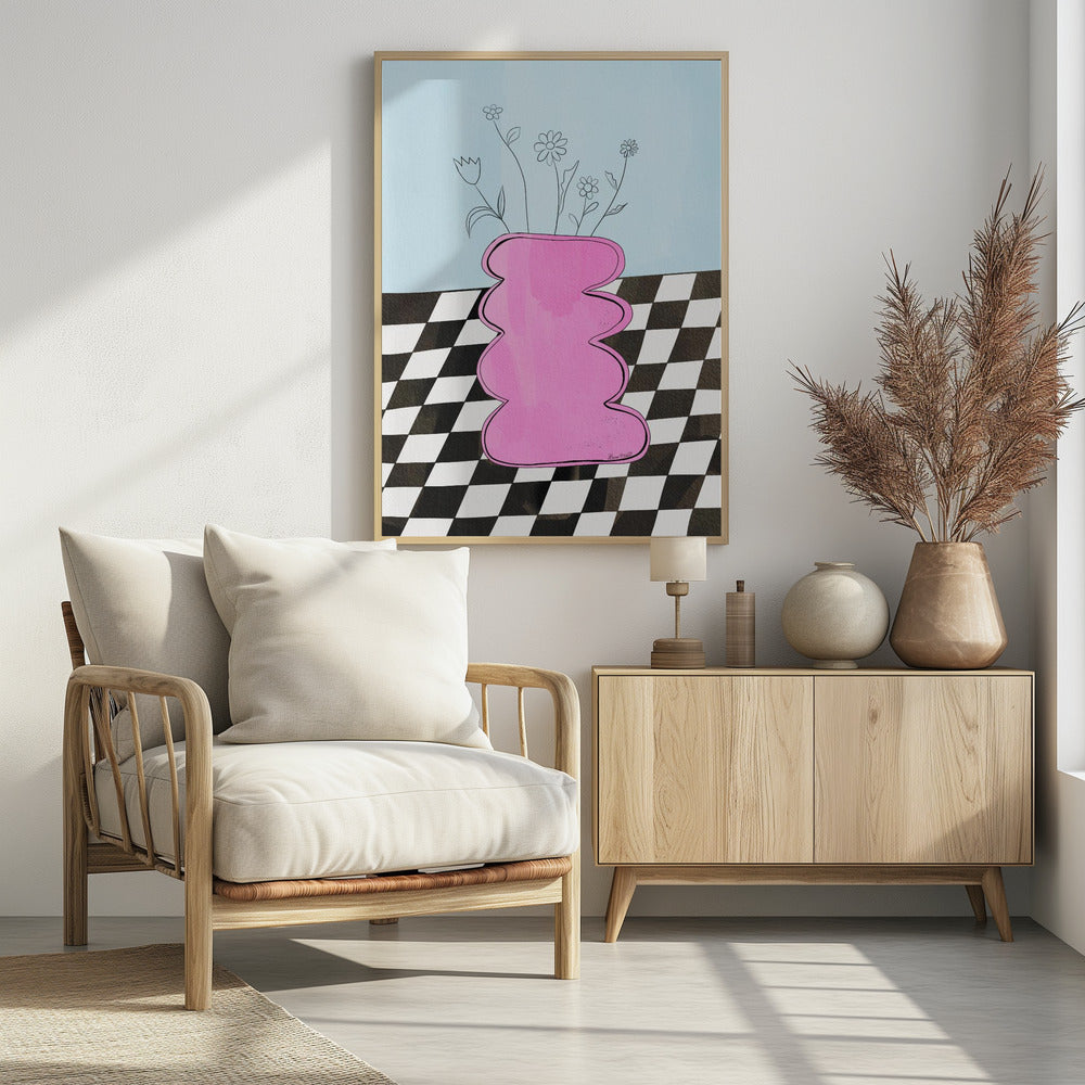 Plakat - Checkerboard Vase Pink