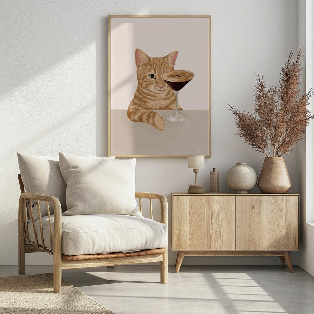 Plakat - Ginger Cat with Espresso Martini Cocktail