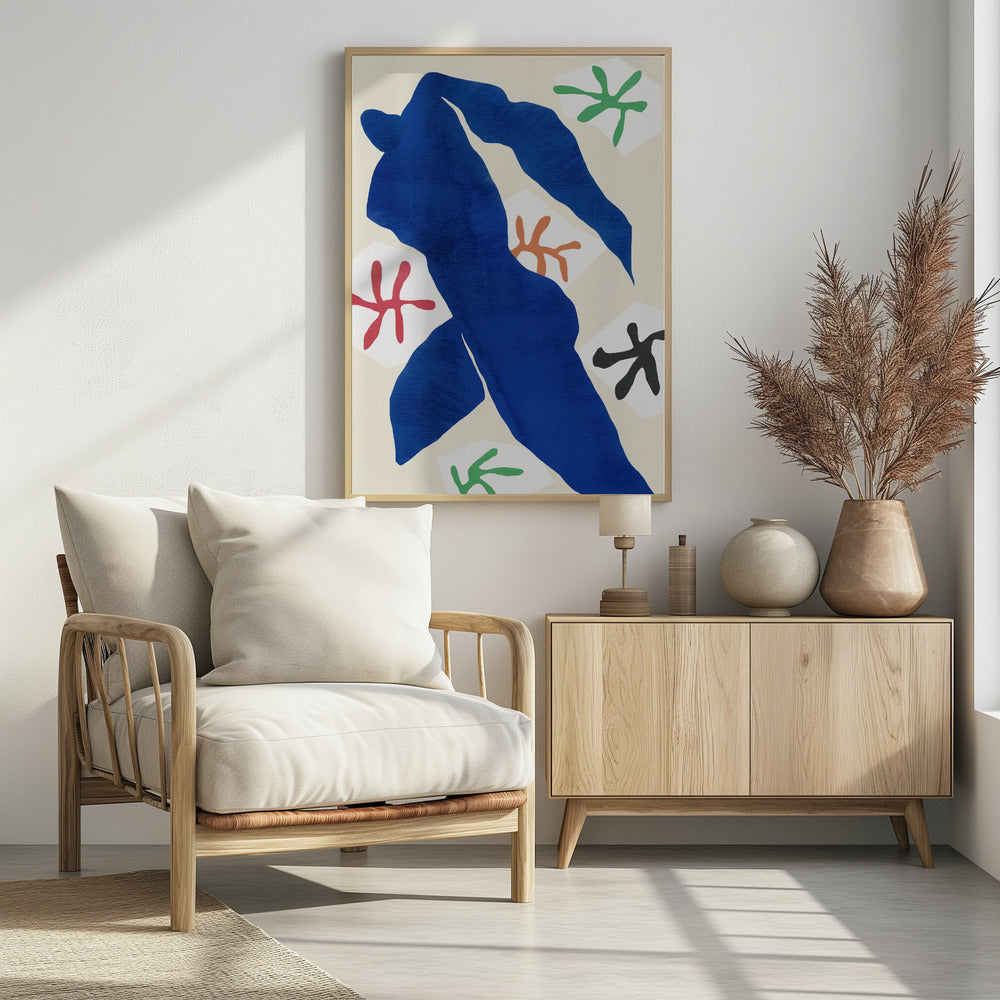 Poster - Blue cut out abstract figure