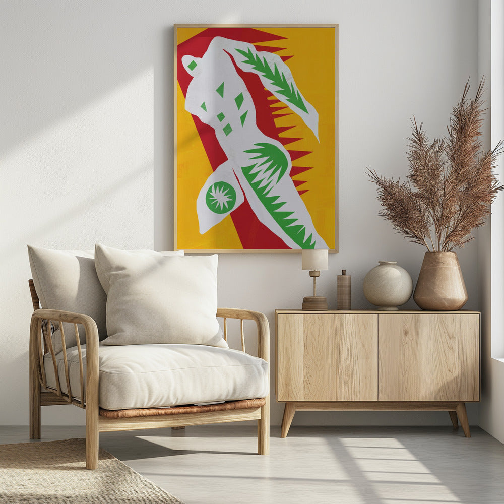 Poster - Blue cut out abstract figure 02