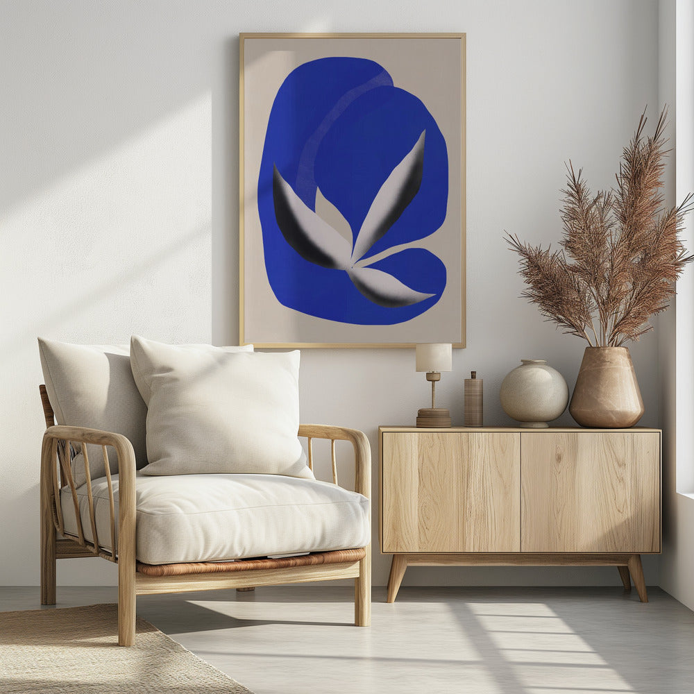 Plakat - Liquid cobalt blue abstraction 02