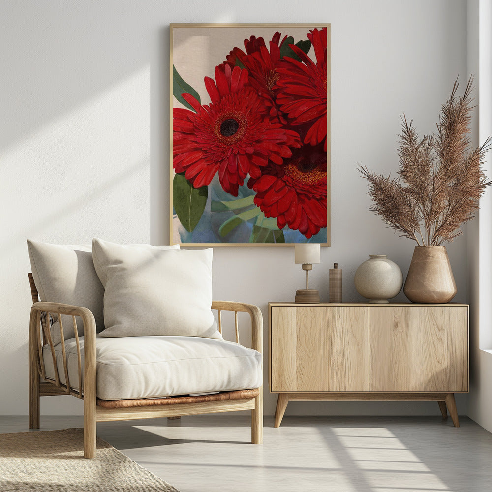 Poster - Red Gerbera Daisy Detail 3