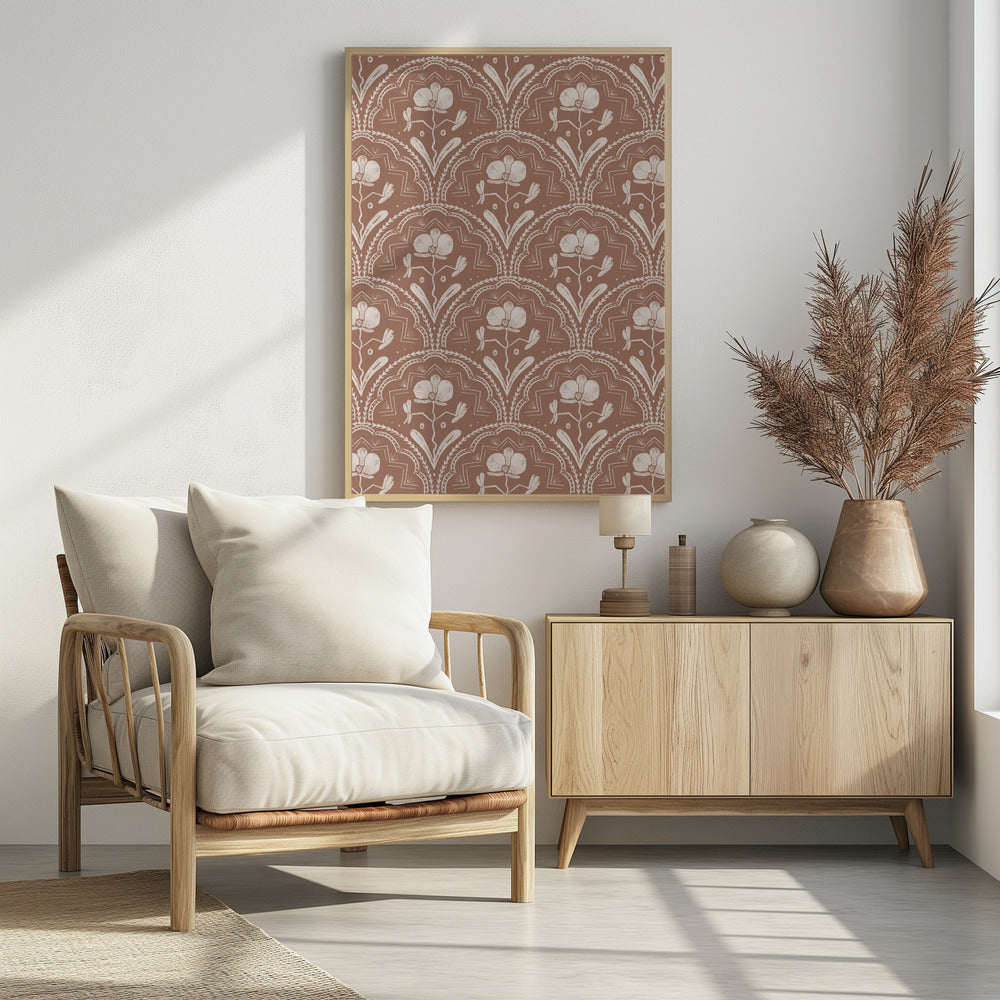 Plakat - Boho Orchid Tiles Pattern
