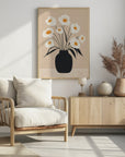 Poster - White Flowers in Black Vase