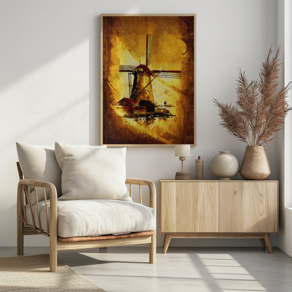 Plakat - Windmill - Sepia Illustration 66