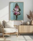 Plakat - A Woman in a Silhouette Style with Flowers and Leaves