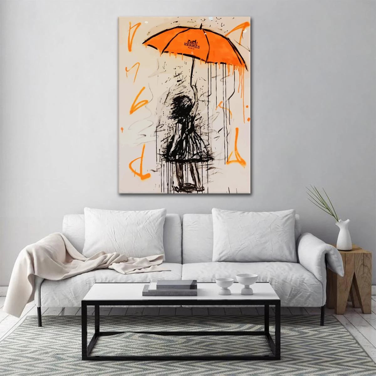 Plakat - Pige med orange paraply - admen.dk