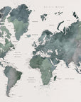 Plakat - Watercolor world map with cities, Makoa