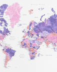 Plakat - Watercolor world map with cities, Brandie
