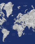 Plakat - Watercolor world map with cities, Kawena