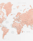 Plakat - Rose gold world map with cities, Hadi