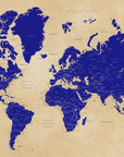 Plakat - Rustic world map with cities, Korinne