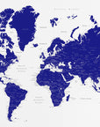 Plakat - Navy blue world map with cities, Nevin
